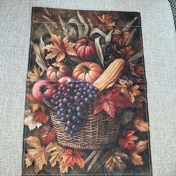 NIP Fall Yard Outdoor Pumpkin, Leaves, Corn & Grapes Double Sided Flag - Picture 2 of 3